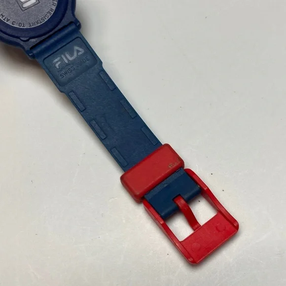 Fila vintage 95M watch, red white blue, new battery, rubber strap, date feature
